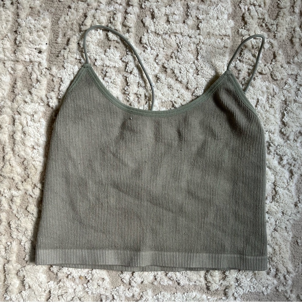 Olive Green SWS Essentials neutral spaghetti strap crop top